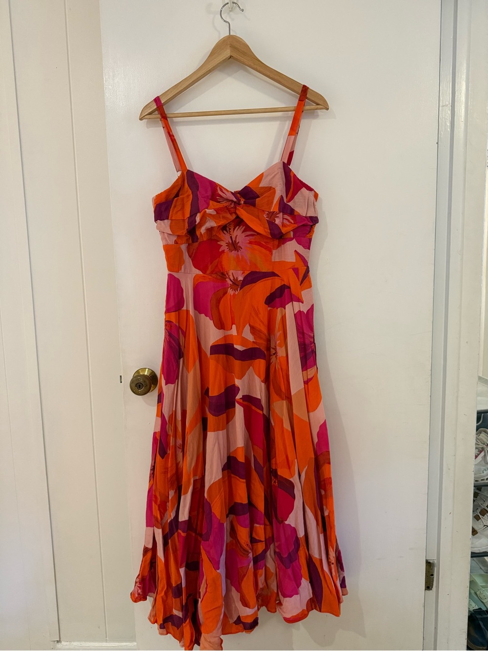 Versona Orange & Pink Floral Midi Dress